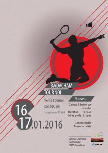 Affiche Tournoi Badminton Chamalieres 2016